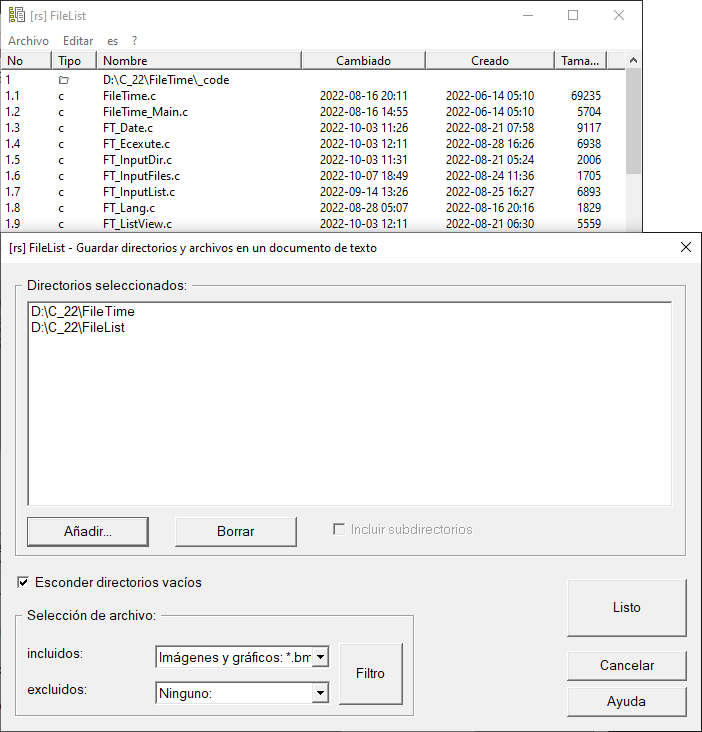 Screenshot: FileList